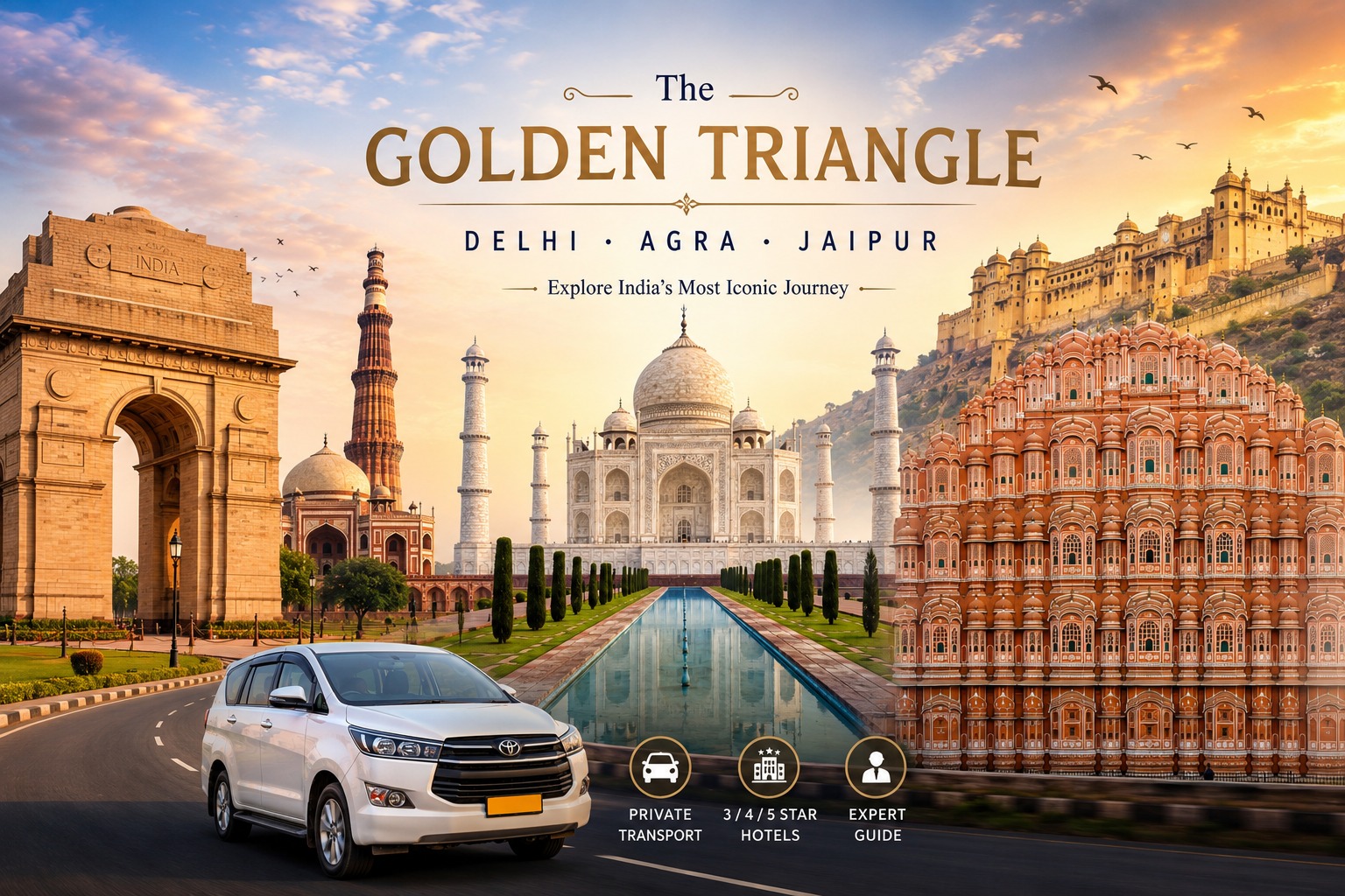 3-Day Golden Triangle Private Tour from Delhi: Agra & Jaipur